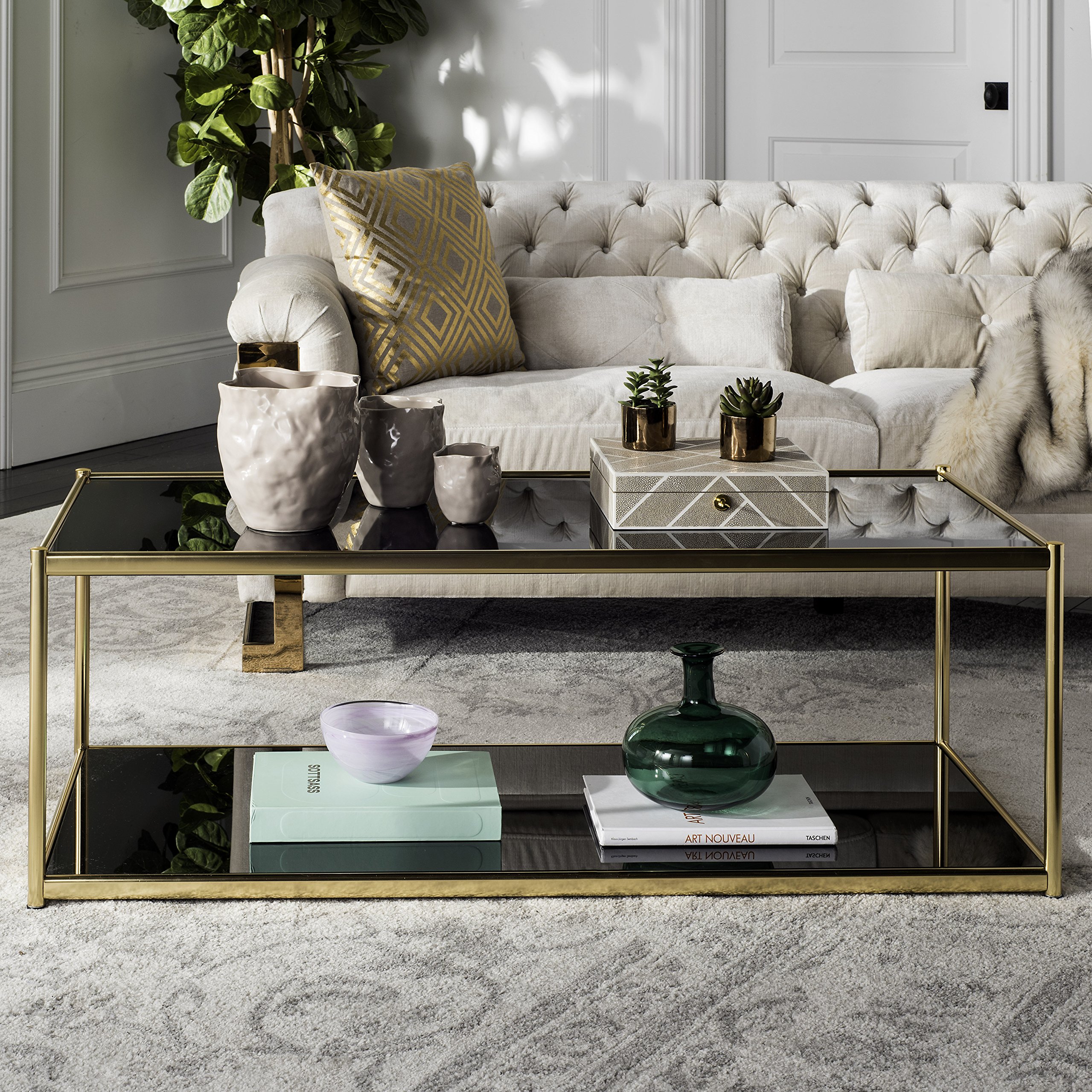 Safavieh アレンゴールドドリープレトロコーヒーテーブル Amazon.co.jp: Safavieh Home Collection Zola ゴールドとガラス